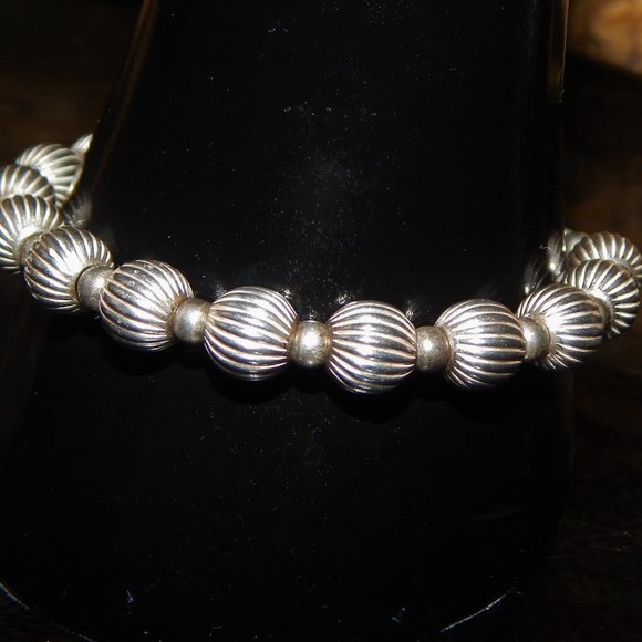Jewelry - Classic Italian 925 Silver Fluted Ball Bead Bracelet